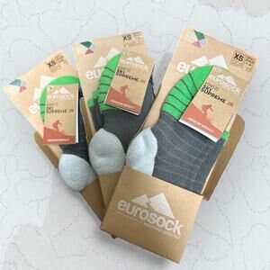 Eurosock Ski Supreme Junior Midweight Socks Kid’s Size XS (US 1-3), Grey Green